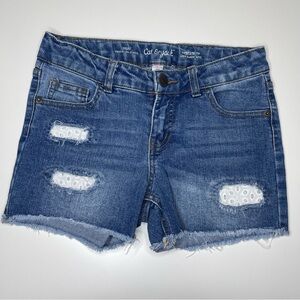 ❌SOLD❌Girls Cat & Jack Denim Jean Shorts (White Eyelet Details) Size LARGE 10/12